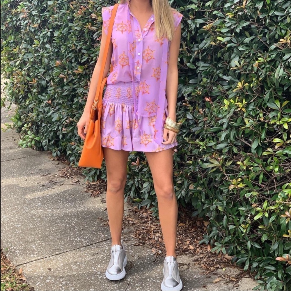 Lilac Printed Smocked-Waist Women’s Shorts